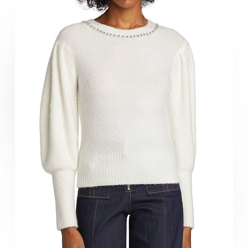 Cinq a sept Dara embellished cream sweater